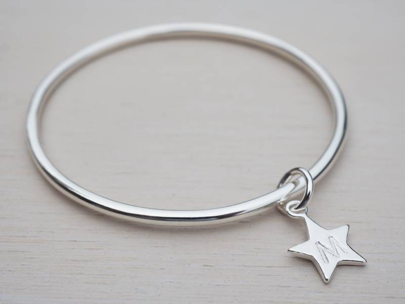 Sterling Silber Kinder Armband & Stern | Personalisiertes Armreif von tinysilver