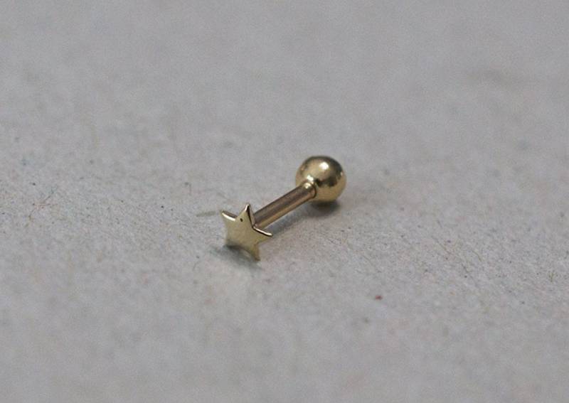 Schwarzer Freitag Verkauf 10K 14K Solid Gold Tiny Star End Barbell Piercing 19G 1/4 "6 Mm Post Echt - Tgp0002 von tinytinygold