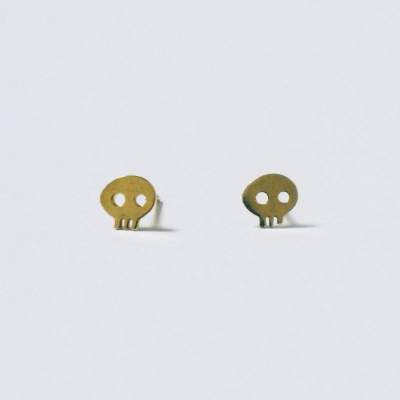 10K Solid Gold Tiny Schädel Ohrstecker 14K Verfügbar Echt - Tge082 von tinytinygold