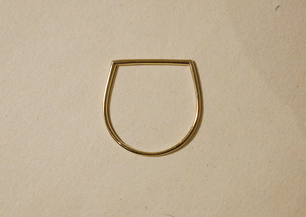 14K Massiv Gold Ring Dünn Echt Angular Line Dünner - Tgr016 von tinytinygold