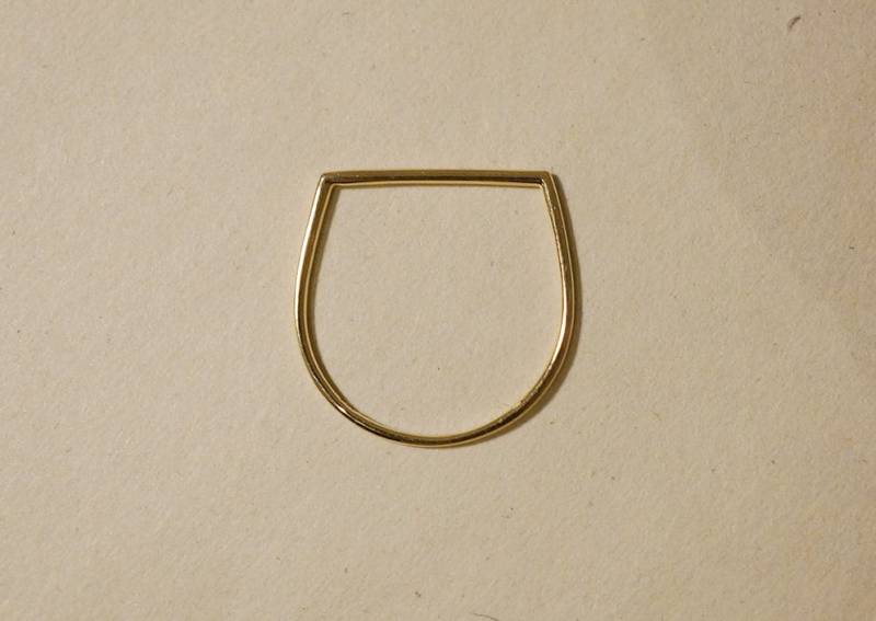 14K Massiv Gold Ring Dünn Echt Angular Line Dünner - Tgr016 von tinytinygold