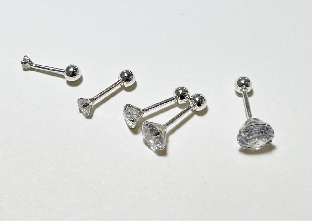 925 Sterling Silber Piercing 2, 3, 4, 5, 6, 7mm 21G 6, 8mm Schraubverschluss Cz Ohrstecker 925 Sterling Silber Piercing 2, 3, 4, 5, 6, 7mm 21G 6, 8mm Schraubverschluss Cz Ohrstecker von tinytinygold
