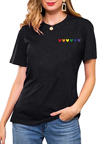 tiorhooe Damen LGBT Gay Pride Month T-Shirts Frauen Pride Shirt Frau Regenbogen Print Kurzarm Top von tiorhooe