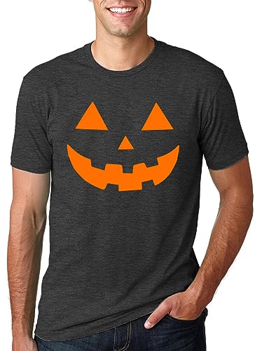 Halloween Shirt Herren Kürbis Lächelndes Graphic Tshirt Männer Karneval Casual Tees (Grau, Medium) von tiorhooe