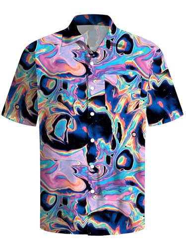 tiorhooe 80er Jahre Herren Hawaii Shirt Retro Hawaiihemd Kurzarm Knopfleiste Hawaii Hemd von tiorhooe