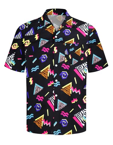 tiorhooe 80er Jahre Herren Hawaii Shirt Retro Hawaiihemd Kurzarm Knopfleiste Hawaii Hemd von tiorhooe