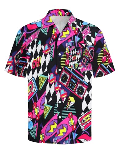 tiorhooe 80er Jahre Herren Hawaii Shirt Retro Hawaiihemd Kurzarm Knopfleiste Hawaii Hemd von tiorhooe