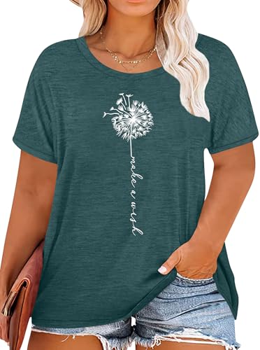tiorhooe Damen Große Größen Shirt Frauen Dandelion T Shirts Plus Size Löwenzahn Casual T Shirt von tiorhooe