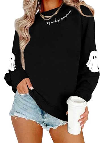 tiorhooe Halloween Pullover Damen Spooky Pullover Frauen Halloween Kürbis Graphic Sweatershirt von tiorhooe