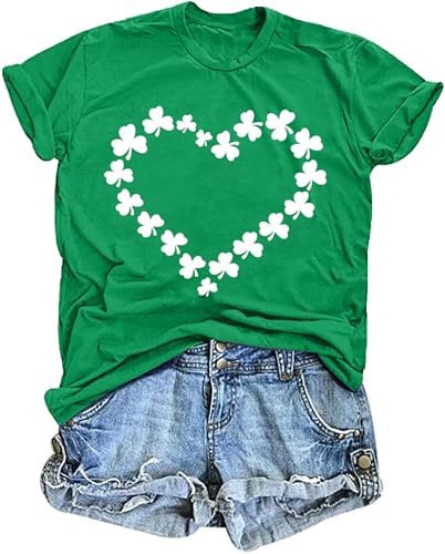tiorhooe St Patricks Day Shirt für Damen Ireland Irish Celebrate T-Shirt Frauen Kleeblatt Tshirt von tiorhooe