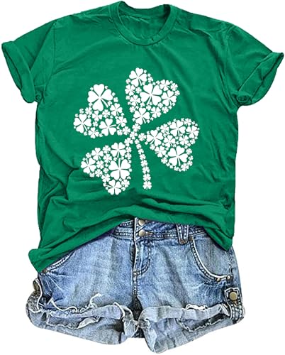 tiorhooe St Patricks Day Shirt für Damen Ireland Irish Celebrate T-Shirt Frauen Kleeblatt Tshirt von tiorhooe
