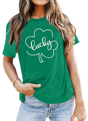 tiorhooe St Patricks Day Shirt für Damen Ireland Irish Celebrate T-Shirt Frauen Kleeblatt Tshirt von tiorhooe