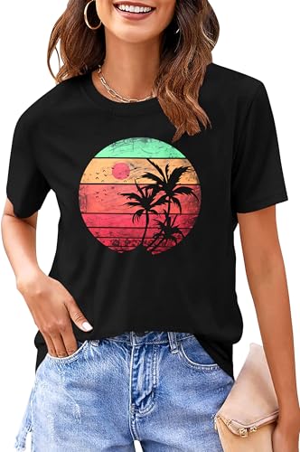 tiorhooe Sunshine Shirt Damen Retro Wander T-Shirt Für Frauen Sommer Vintage Graphic Tees von tiorhooe