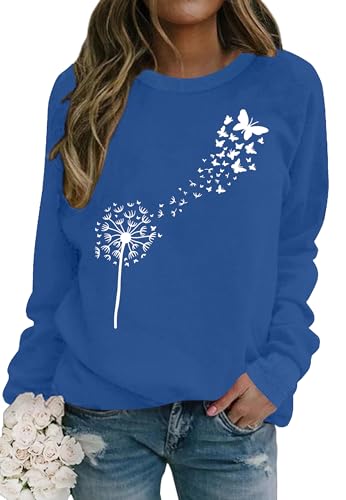 tiorhooe Sweatshirt Damen Löwenzahn Langarmshirt Pusteblume Pullover Winter Bluse Tops von tiorhooe
