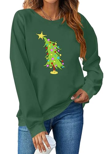 tiorhooe Weihnachts Sweatshirt Damen Christmas Sweater Damen Xmas Pullover Langarmshirt von tiorhooe