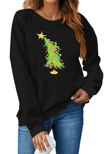 tiorhooe Weihnachts Sweatshirt Damen Christmas Sweater Damen Xmas Pullover Langarmshirt von tiorhooe