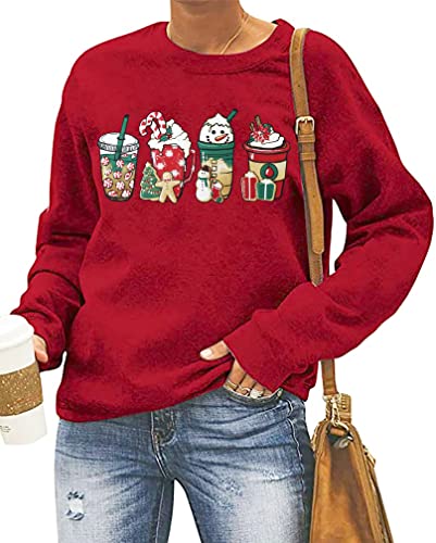 tiorhooe Weihnachts Sweatshirt Damen Langarmshirt Weihnachten Frauen Lustige Weihnachtspullover von tiorhooe
