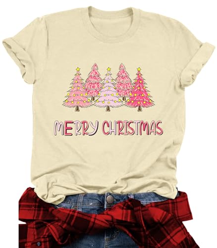 tiorhooe Weihnachts Tshirt Damen Merry Christmas T Shirt Xmas Tree Shirts von tiorhooe