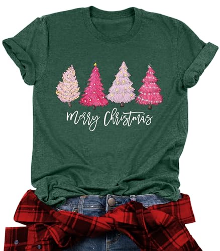 tiorhooe Weihnachts Tshirt Damen Merry Christmas T Shirt Xmas Tree Shirts von tiorhooe