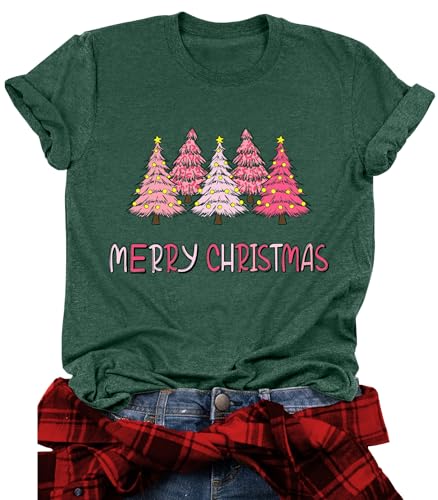 tiorhooe Weihnachts Tshirt Damen Merry Christmas T Shirt Xmas Tree Shirts von tiorhooe