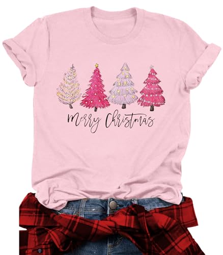 tiorhooe Weihnachts Tshirt Damen Merry Christmas T Shirt Xmas Tree Shirts von tiorhooe