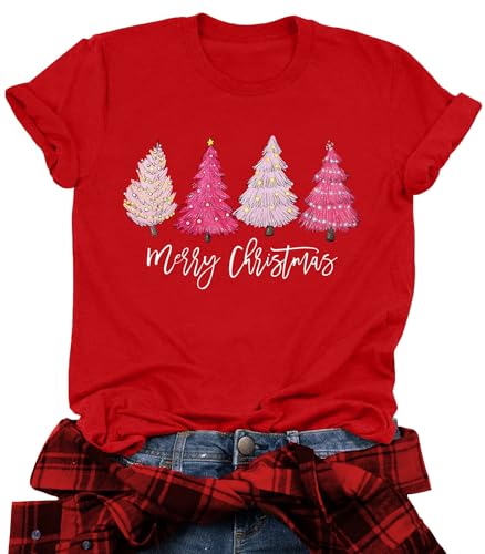 tiorhooe Weihnachts Tshirt Damen Merry Christmas T Shirt Xmas Tree Shirts von tiorhooe