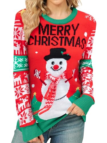 tiorhooe Weihnachtspullover Damen Funny Christmas Sweater Mädchen Merry Christmas Pullover von tiorhooe