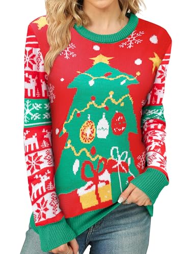 tiorhooe Weihnachtspullover Damen Funny Christmas Sweater Mädchen Merry Christmas Pullover von tiorhooe