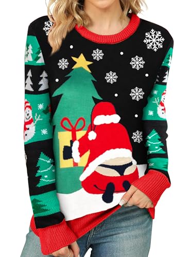 tiorhooe Weihnachtspullover Damen Funny Christmas Sweater Mädchen Merry Christmas Pullover von tiorhooe