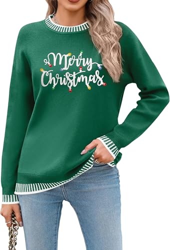 tiorhooe Weihnachtspullover Damen Ugly Christmas Sweater Lustig Merry Christmas Jumper von tiorhooe