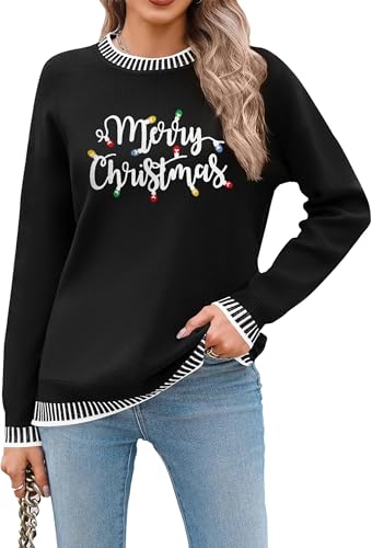 tiorhooe Weihnachtspullover Damen Ugly Christmas Sweater Lustig Merry Christmas Jumper von tiorhooe