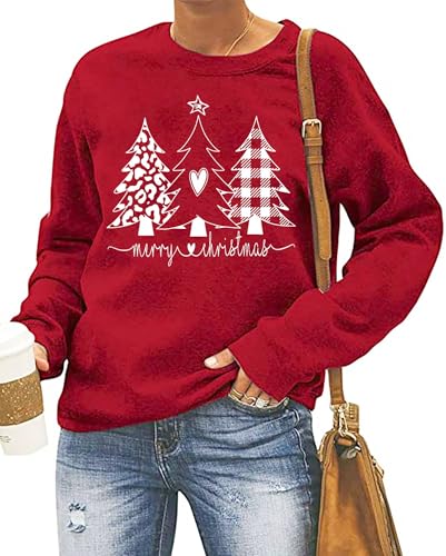 tiorhooe Weihnachtspullover für Damen, lustiger Weihnachtspullover, Rot1, S von tiorhooe