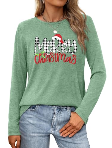 tiorhooe Weihnachtsshirt Damen Langarm Weihnachtspullover Lustig Weihnachten Shirt Damen Top von tiorhooe