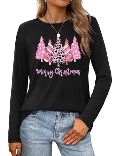 tiorhooe Weihnachtsshirt Damen Langarm Weihnachtspullover Lustig Weihnachten Shirt Damen Top von tiorhooe