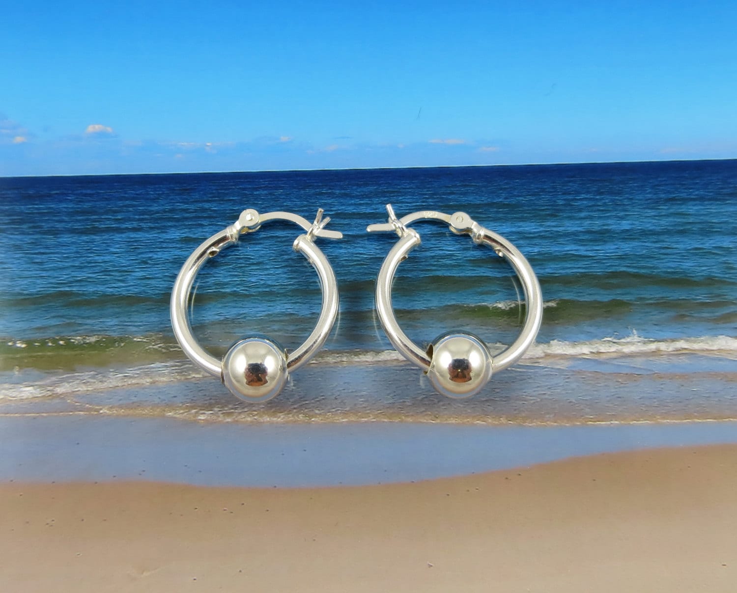 Silber Creolen Ohrringe - Cape Cod-Ohrringe-Brautjungfern Hochzeiten von tiposcreations