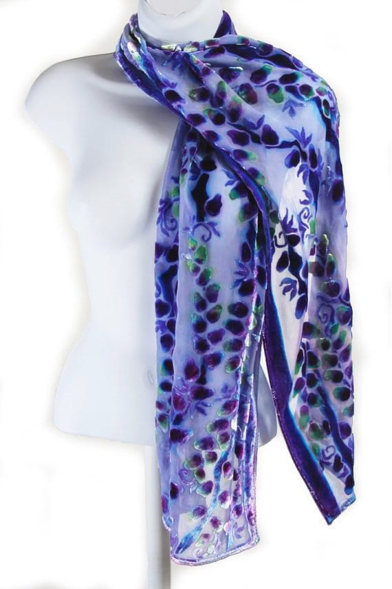 Ausbrenner Seidensamt Handbemalter Schal, Handgefärbt, Weiden Muster, Geschenk Für Mama Oder Oma Ausbrenner Seidensamt Handbemalter Schal, Handgefärbt, Weiden Muster, Geschenk Für Mama Oder Oma von tiresh