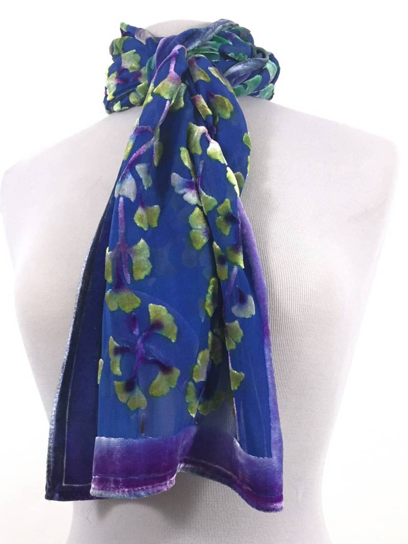 Gingko Oder Ginkgo Burnout Seide Samt Lila Schal, Luxuriöse Handbemalte Seide, Waschbar.geschenk Für Mama Oma Gingko Oder Ginkgo Burnout Seide Samt Lila Schal, Luxuriöse Handbemalte Seide, Waschbar.geschenk Für Mama Oma von tiresh