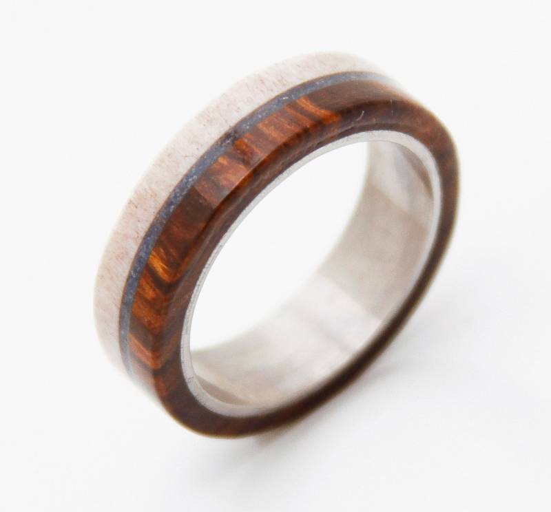 Herrenring Titanring Silberring Holz Türkis Herren Ehering Lapis Inlay von titaniumbands