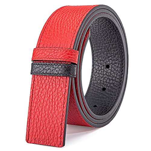 titiroa Ersatz-Gürtelriemen Wendegürtel aus echtem Leder Breite 38MM Length 120CM Schwarz/Rot von titiroa