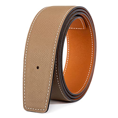 titiroa Ersatzgürtel Rindsleder Echtleder Wendegurtband für Damen/Herren Breite 38MM Länge 120CM Khaki/Orange von titiroa