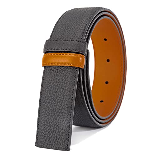 titiroa Herren Ersatz Gürtel Rindleder Umkehrbarer Gürtel Breite 34MM Länge 100CM Schwarz/Erde Gelb von titiroa