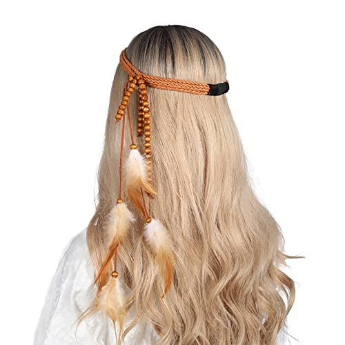 Buntes Haarband mit Federn und Perlen für Damen, ethnischer Haarreif, Halloween, Hochzeit, Party, Braut, Haarschmuck, ethnische Stirnbänder für Frauen von tixoacke