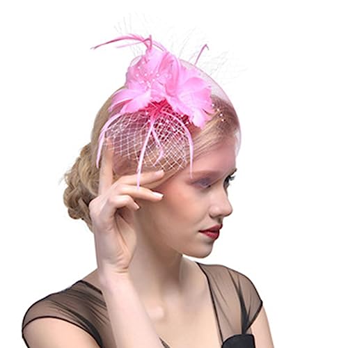 Eleganter Hochzeits-Fascinator, Haarspange mit Blumenfedern, Pillendose, Hut für Make-up-Party, Hochzeit, Party, Rosen-Haar-Accessoire, Haarspange für Frauen von tixoacke