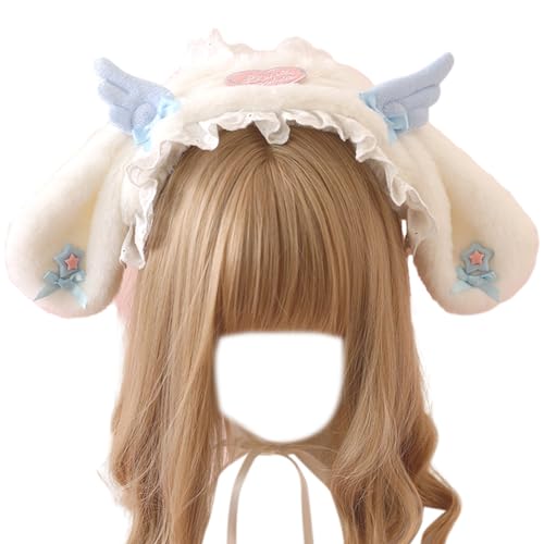 Mädchen-Spitzenkopfbedeckung mit Engelsflügeln und Schleife, Stirnband, Dienstmädchen, französische Haarschmuck, Spitzen-Haarbänder für Frauen von tixoacke