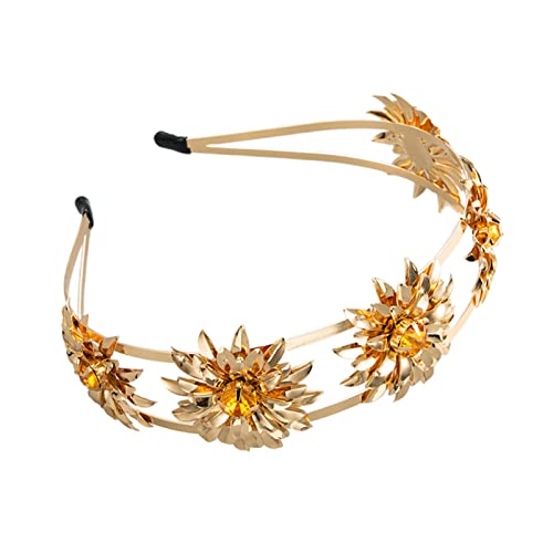 Metall-Stirnband mit glänzenden Blumendekorationen, Barock-Stirnband für Braut, glitzerndes Haarband für Hochzeit, Party, Barock-Stirnband, Hochzeit, Barock-Stirnbänder für Damen von tixoacke