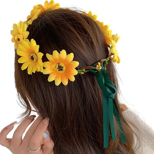 Realistisches Sonnenblumen-Stirnband, Bohemian-Kopfschmuck, Diadem, Blumen-Haarband, Damen, Hochzeit, Party, Zubehör, Sonnenblumen-Stirnband von tixoacke