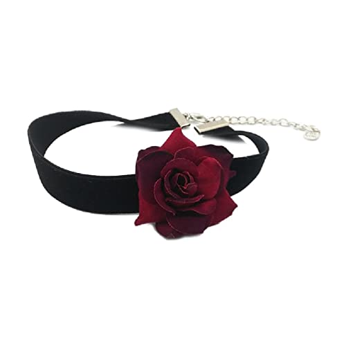 tixoacke Samt-Rose Schlüsselbeinkette Böhmen Halsband Halskette Zarte Charm Halskette Schmuck Geschenk für Frauen Mädchen Blumenkragen Halsband für Mädchen von tixoacke