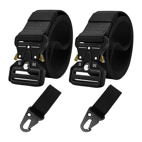 tiyiyok 2 Stück Taktischer Gürtel, Gürtel Herren, Tactical Belt, Herren Arbeitsgürtel, Schnellverschluss Military Style Nylon Canvas Arbeitsgürtel für Outdoor, Arbeit, Militär, Freizeit von tiyiyok