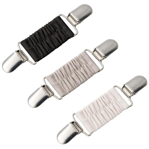 tiyiyok 3 Stück Kleider Clips, Kleid Cinch Clip, Cardigan Clip, für Pullover, Kleider, Strickjacken, Hemden, Schals, Tücher, für Damen und Mädchen (Schwarz, Weiß, Hrau) von tiyiyok