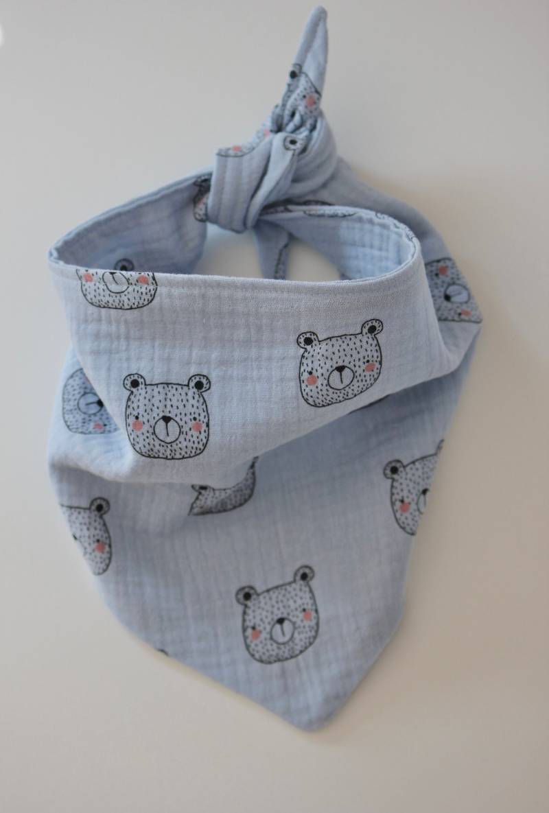 Musselin Tuch Zum Binden Toddler Scarf Teddy Bärchen Blau von tjbibs